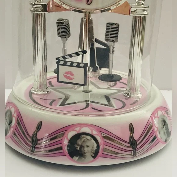 Vintage 2009 Marilyn Monroe Anniversary Porcelain Clock Rotating Pendulum/Dome - Picture 8 of 16